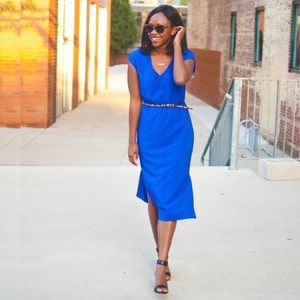 J. Crew Blue Drapey Perforated Dress